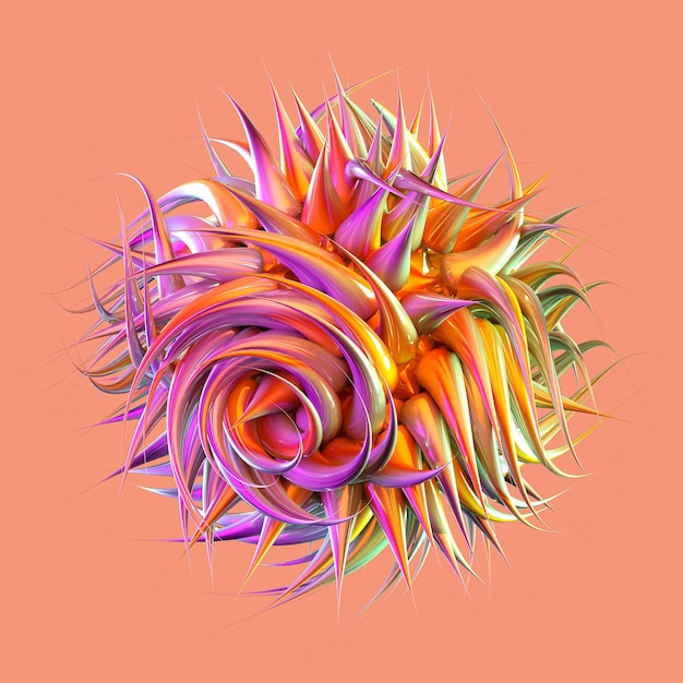 3d rendering abstract shape chrome