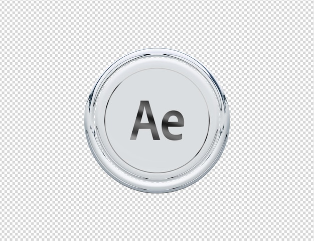 3d-rendering adobe after effect icon zilver glanzend