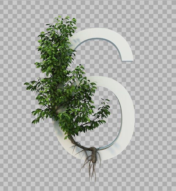3D-rendering af en krybende plante på nummer 6