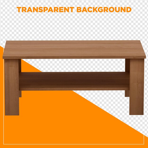3D-rendering af et rektangulært bord med transparent baggrund