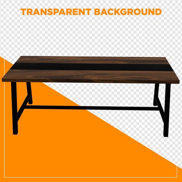 3D-rendering af et rektangulært bord med transparent baggrund