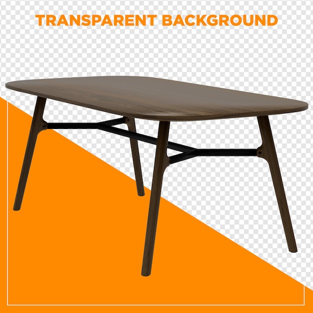 3D-rendering af et rektangulært bord med transparent baggrund