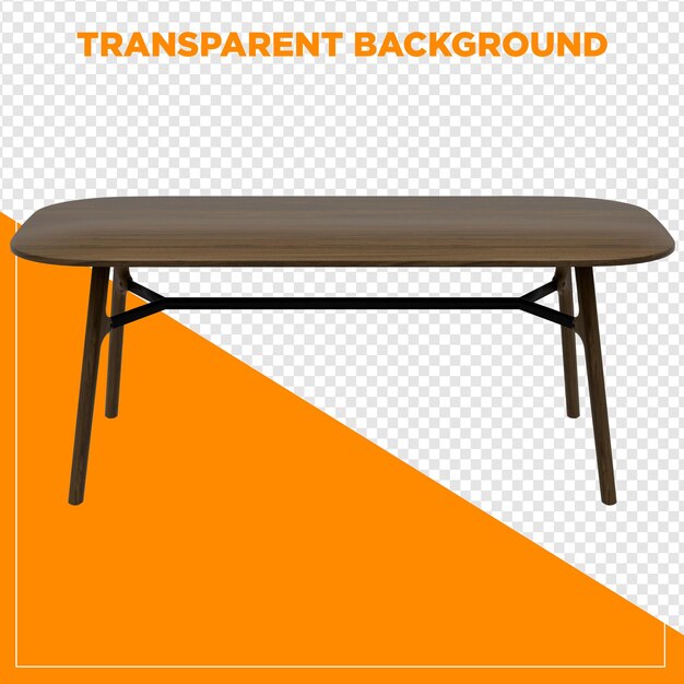 3D-rendering af et rektangulært bord med transparent baggrund