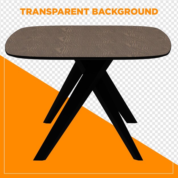 3D-rendering af et rektangulært bord med transparent baggrund