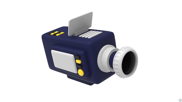 3D-rendering af filmoptager videokamera til film eller live cinema streaming isoleret ikon illustration
