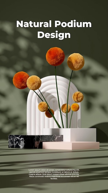 3D-rendering afbeelding illustratie van lege ruimte podium display voor product mock up groene achtergrond