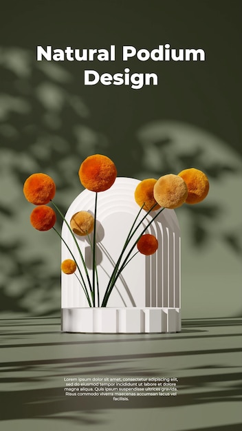 3D-rendering afbeelding illustratie van lege ruimte podium display voor product mock up groene achtergrond
