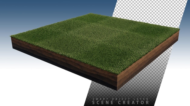 PSD 3d-rendering afbeelding van grasveld eiland op transparante background