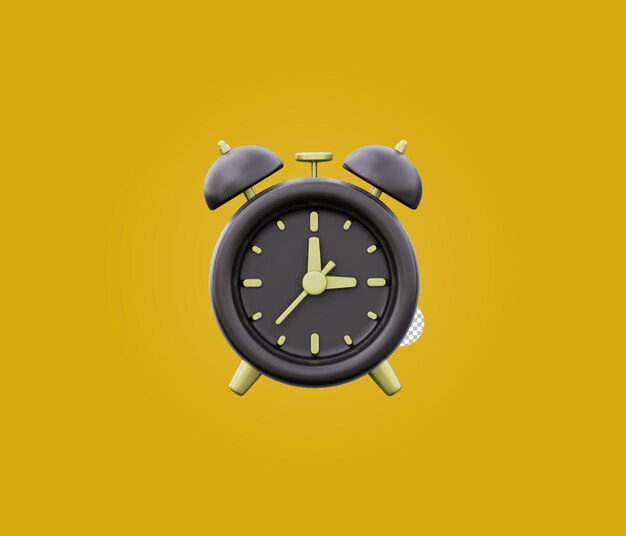 3d rendering alarm clock icon symbol watch design illustration
