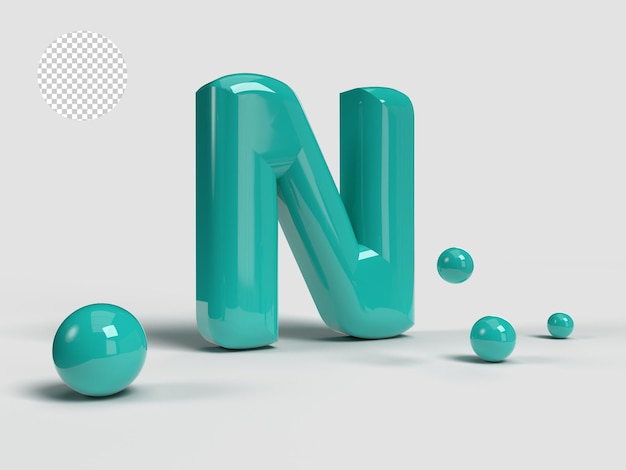 3d-rendering alfabet letterpictogram met transparante achtergrond