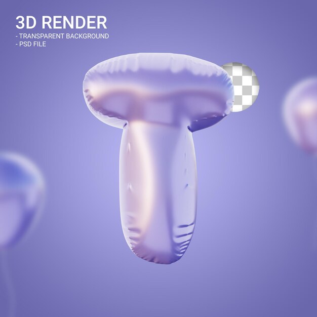 3D-rendering alfabet T zeer peri paarse kleur