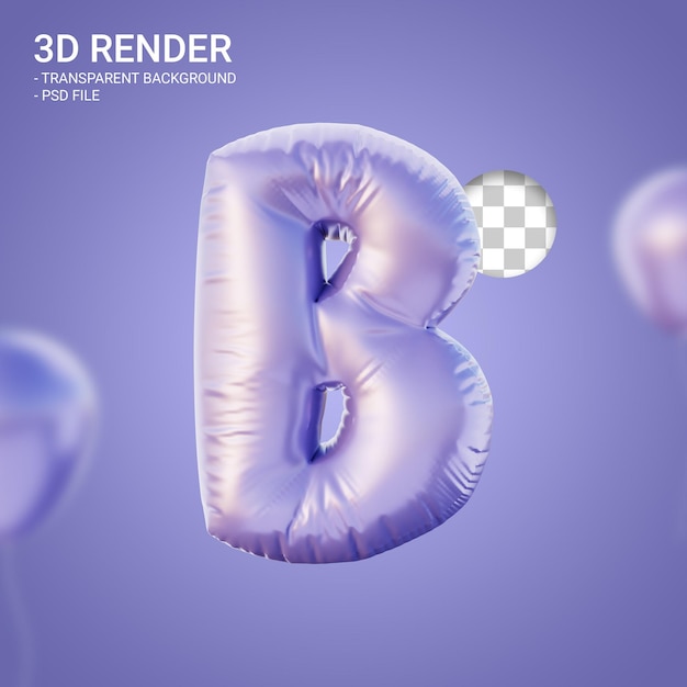 3d rendering alphabet b very peri purple color