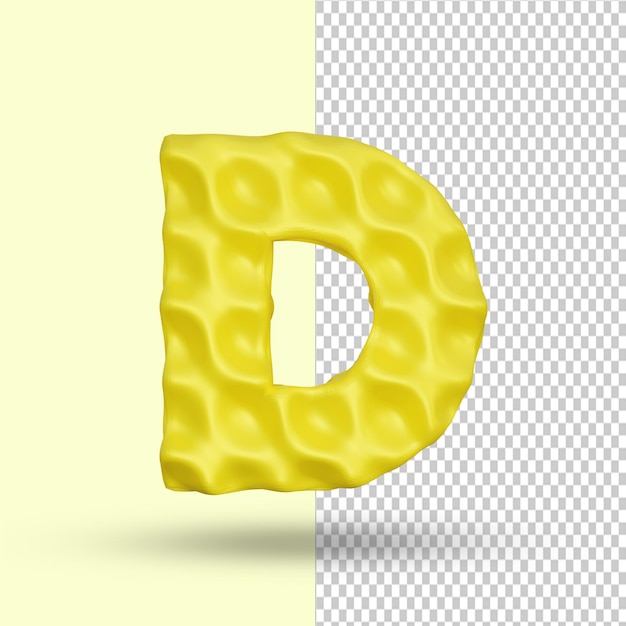 PSD 3d rendering alphabet d letter creative premium psd