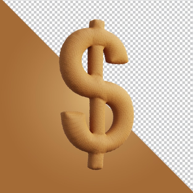 3d rendering of alphabet dollar symbol isolated