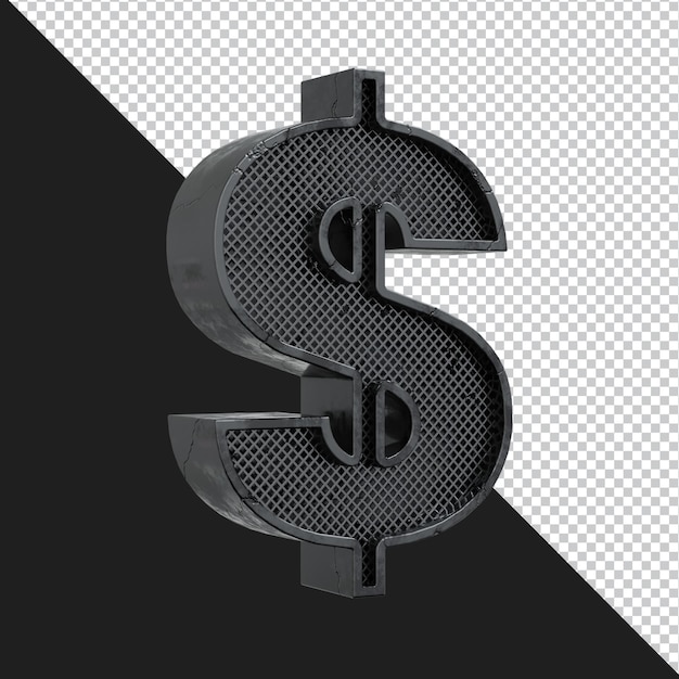 PSD 3d rendering of alphabet dollar symbol isolated