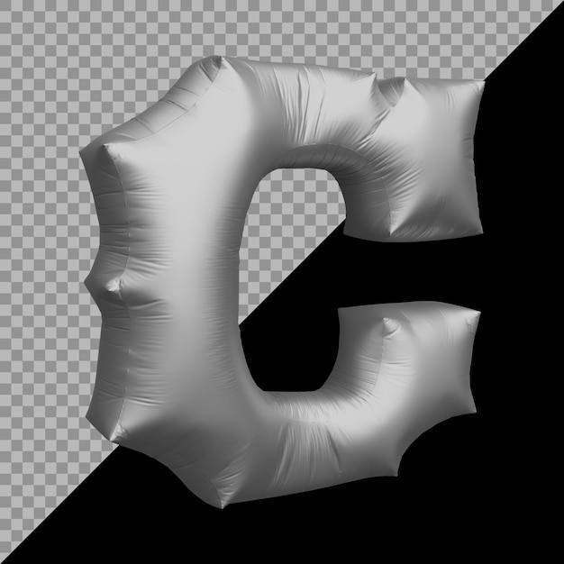 3d rendering of alphabet letter c balloon silver