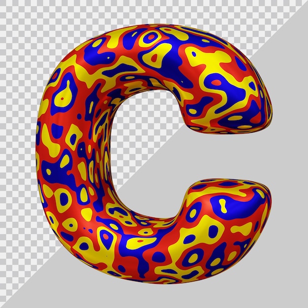 PSD 3d rendering of alphabet letter c balloon