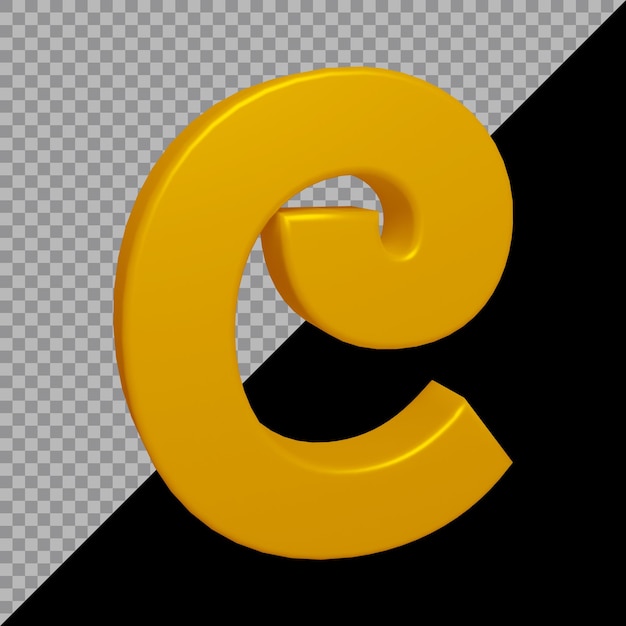 3d rendering of alphabet letter c