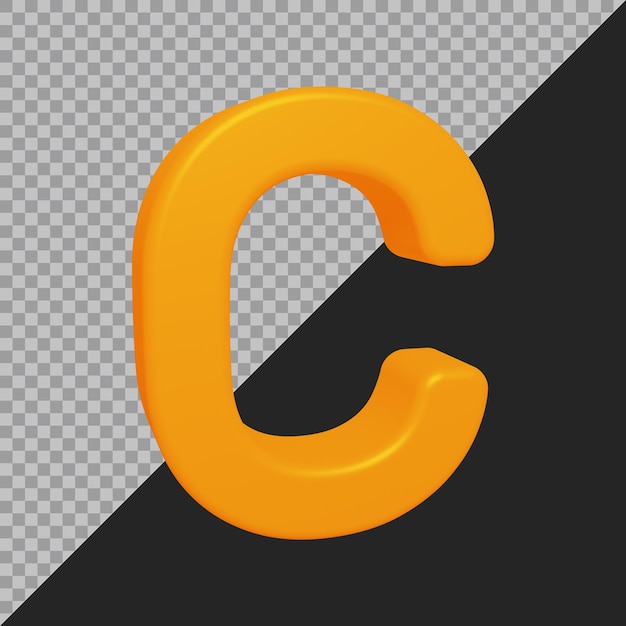 3d rendering of alphabet letter c