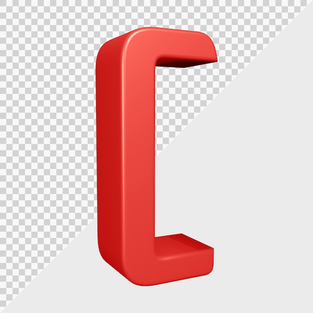 3d rendering of alphabet letter c