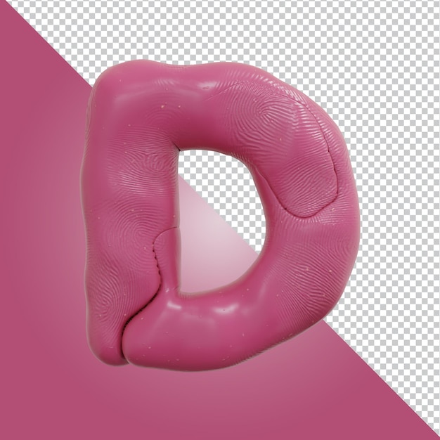 3d rendering of alphabet letter d isolated