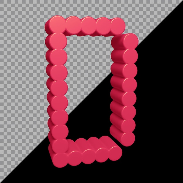 3d rendering of alphabet letter d