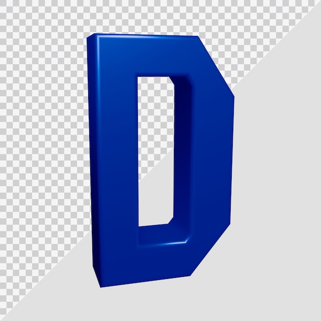 PSD 3d rendering of alphabet letter d