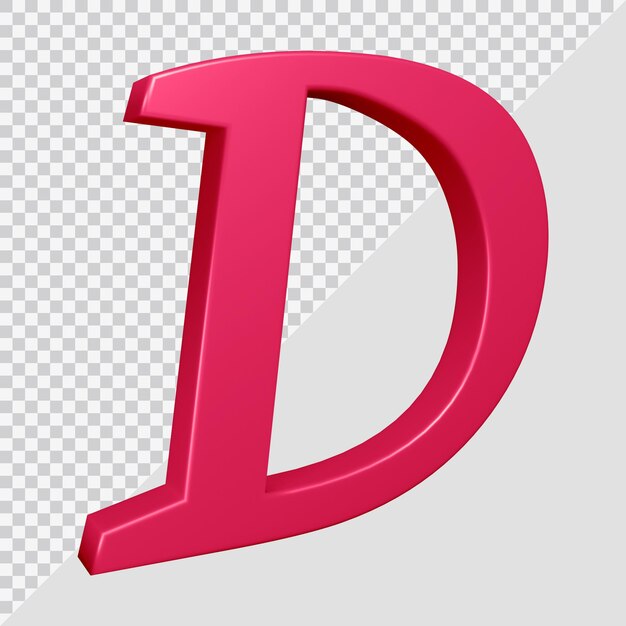 3d rendering of alphabet letter d