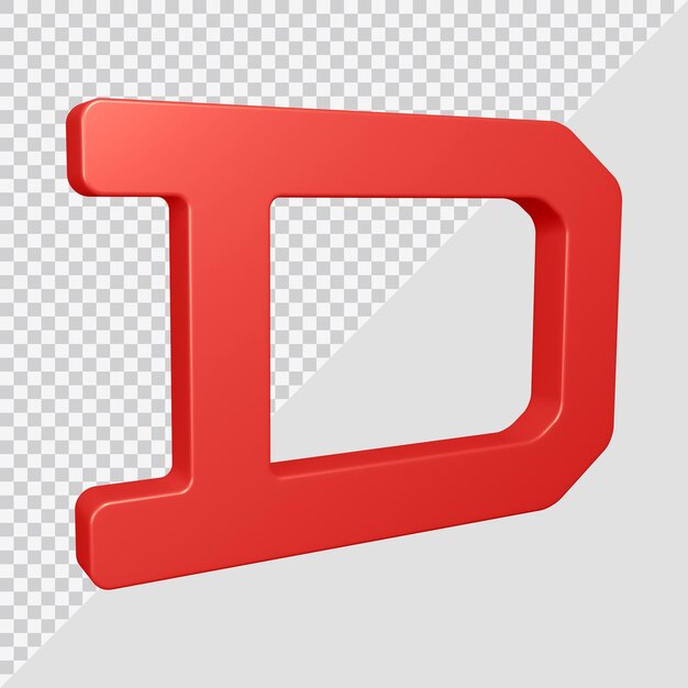 3d rendering of alphabet letter d