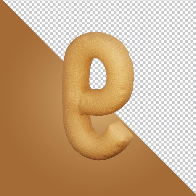 3d rendering of alphabet letter e isolated