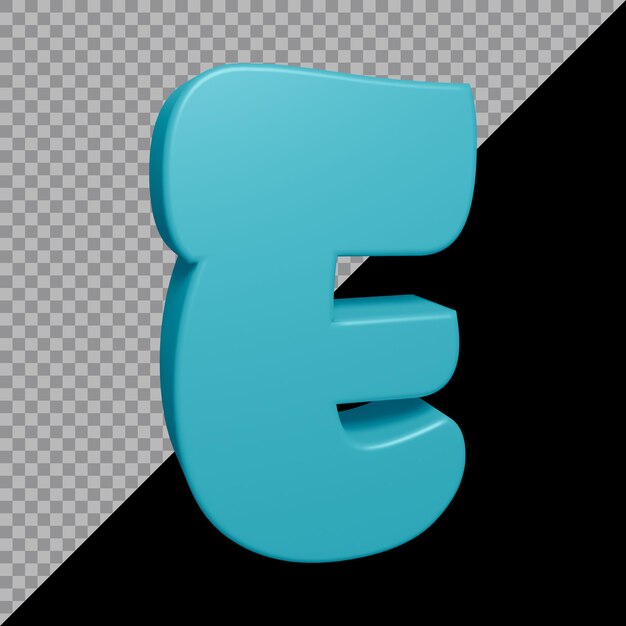 3d rendering of alphabet letter e