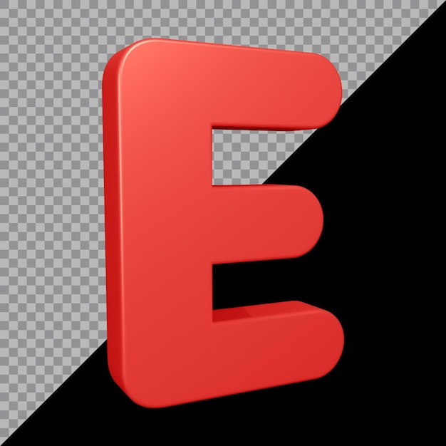 PSD 3d rendering of alphabet letter e