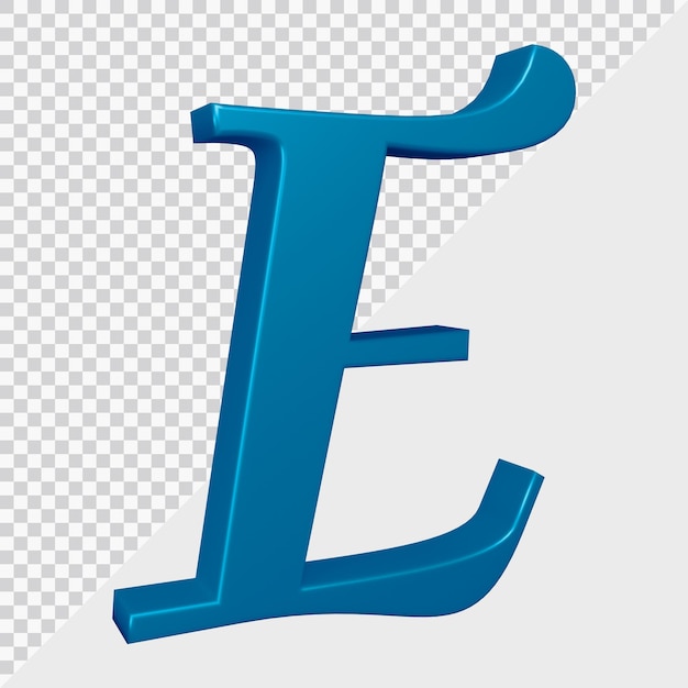 PSD 3d rendering of alphabet letter e