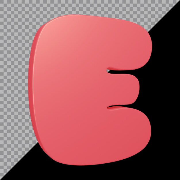 3d rendering of alphabet letter e