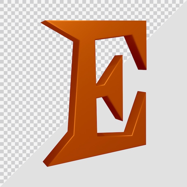 3d rendering of alphabet letter e