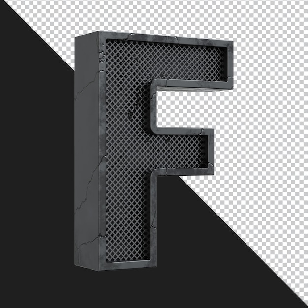 3d rendering of alphabet letter f isolated