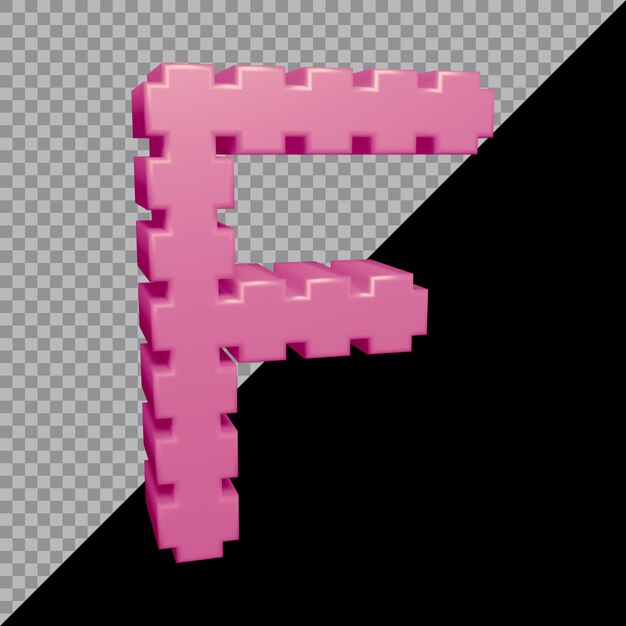 3d rendering of alphabet letter f