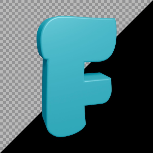 PSD 3d rendering of alphabet letter f