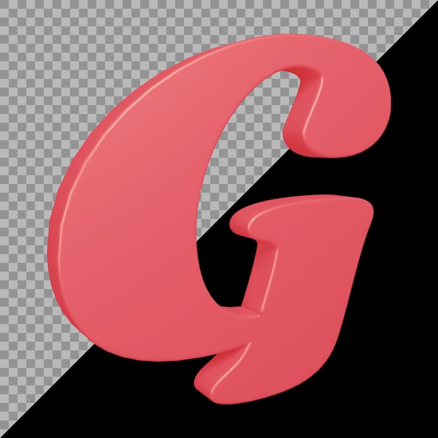 PSD 3d rendering of alphabet letter g