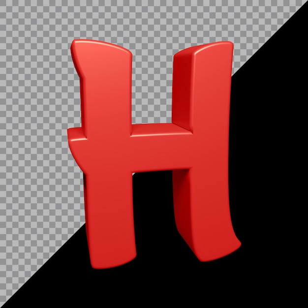 알파벳 문자 h의 3d 렌더링