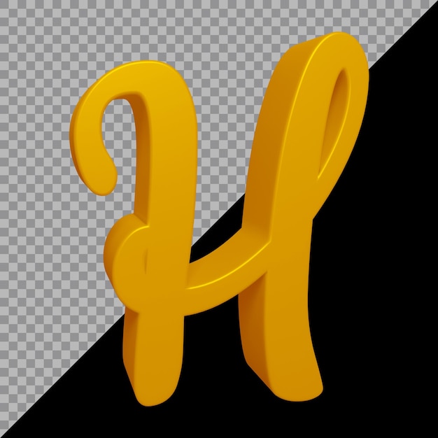 PSD 3d rendering of alphabet letter h