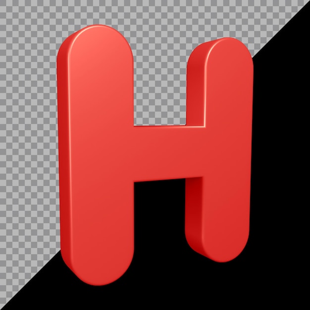 알파벳 문자 h의 3d 렌더링
