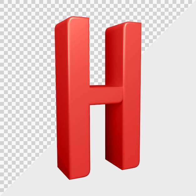 3d rendering of alphabet letter h