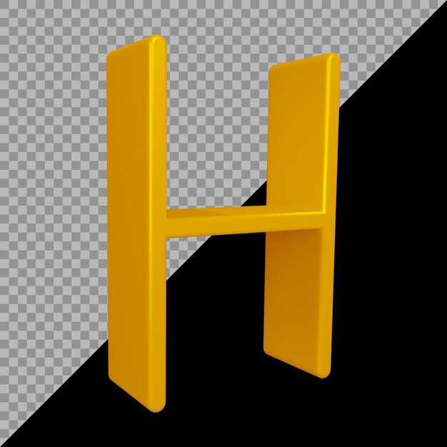 PSD 3d rendering of alphabet letter h