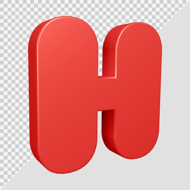 3d rendering of alphabet letter h