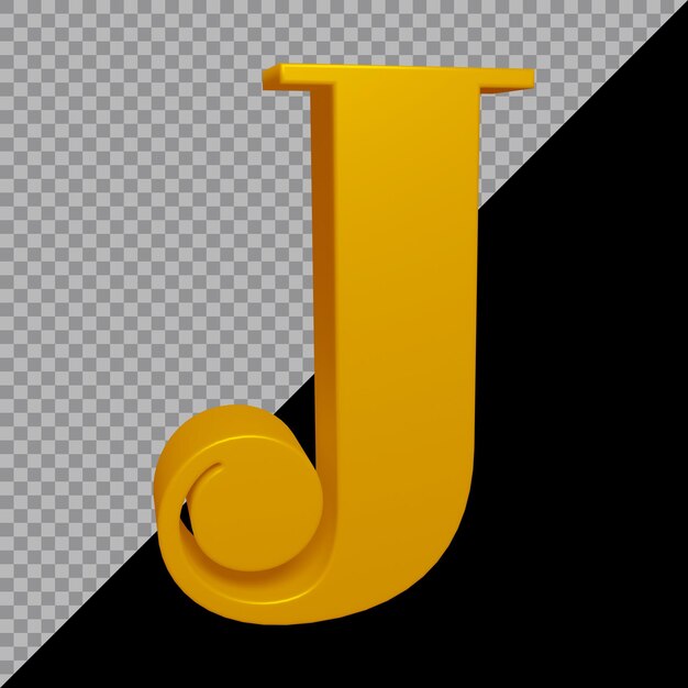 3d rendering of alphabet letter j