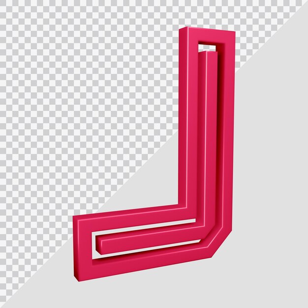 3d rendering of alphabet letter j