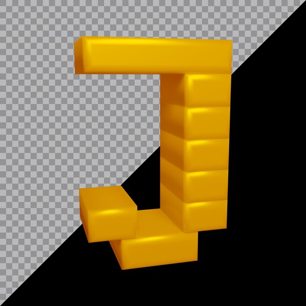 アルファベット文字jの3Dレンダリング