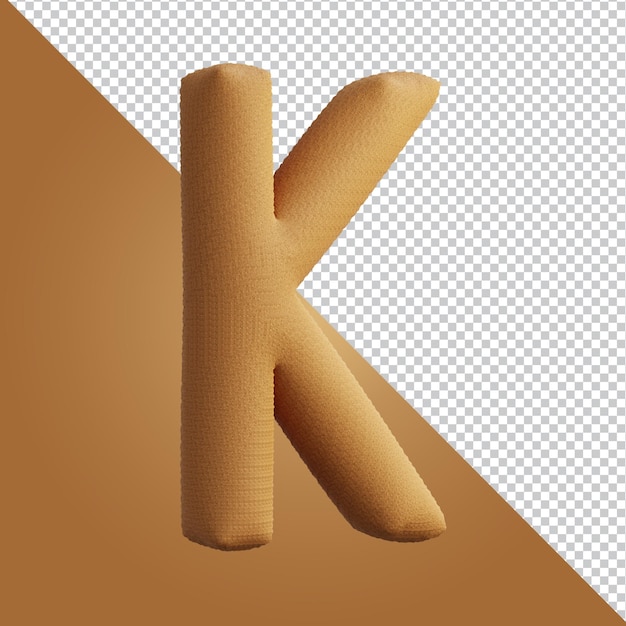 3d rendering of alphabet letter k isolated