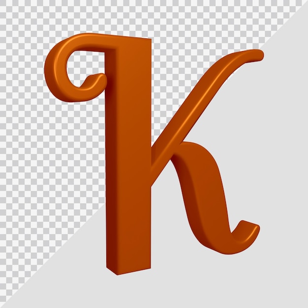 3d rendering of alphabet letter k